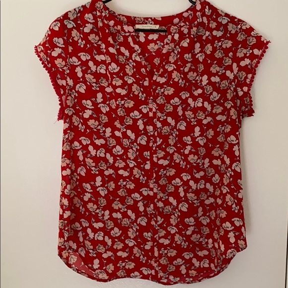 Red flower blouse - Picture 1 of 2